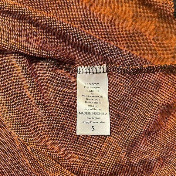 LLR S Carly Black Orange Triangular Print Crewneck Short Sleeve Hi Low Dress - Picture 8 of 12